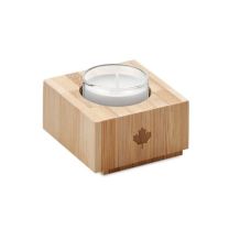 Duża waniliowa świeca z bambusowym wieczkiem, z nadrukiem logo - MO6316-22 - Agencja Point