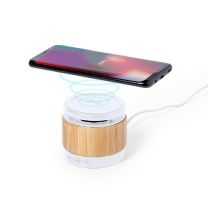 Bambusowy głośnik 3W, ładowarka bezprzewodowa z nadrukiem logo - V0155-02 - Agencja Point