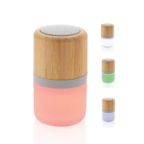 Bambusowy, podświetlany głośnik Bluetoth z nadrukiem logo - 12415171 - Agencja Point