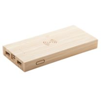 Bambusowy power bank 6000 mAh z ładowarką indukcyjną, z logo - AP810454 - Agencja Point