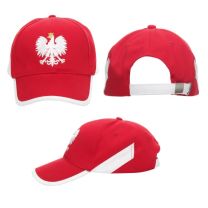 Czerwona czapka z białym orłem "POLSKA", z nadrukiem reklamowym - CZAP-P9 - Agencja Point