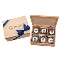 Elegancki, reklamowy zestaw herbat w drewnianej skrzynce z logo - HER10 - Agencja Point