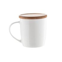 Hestia - reklamowy kubek porcelanowy 320 ml z logo, z bambusową pokrywką/podstawką - AP803415-01 - Agencja Point