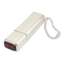 Posrebrzana pamięć USB z bursztynem - C2000 - Agencja Point