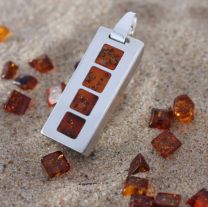 Reklamowa, srebrna pamięć USB z bursztynem - AMBER4 - Agencja Point