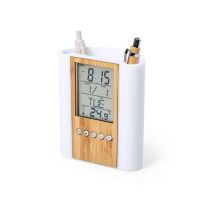 Reklamowy pojemnik na przybory do pisania z zegarem, z logo - V0225-00 - Agencja Point