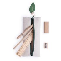 Reklamowy zestaw szkolny: piórnik, ołówek, długopis, linijka, gumka, temperówka z logo - V7365-20 - Agencja Point