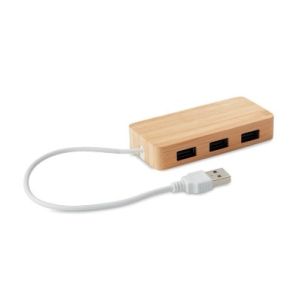 Bambusowy hub USB 2.0 z logo firmy
