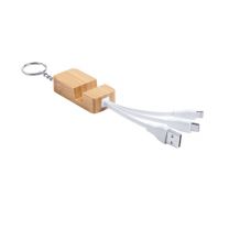 Kabel USB z bambusowym brelokiem, uchwyt na telefon z nadrukiem logo - AP721935 - Agencja Point