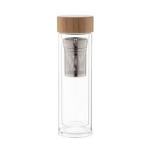 Szklana butelka termiczna z zaparzaczem i bambusową pokrywką, z nadrukiem logo - AP800442 - Agencja Point