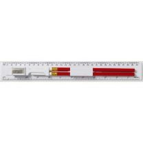 Szkolny zestaw reklamowy - linijka, ołówki, temperówka, gumka - V6125-02 - Agencja Point