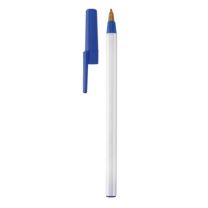 Długopis z białym trzonem i kolorową zatyczką