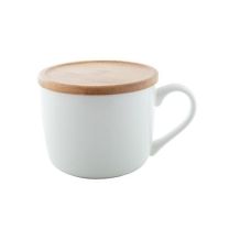 Athena - reklamowy kubek porcelanowy 400 ml z logo, z bambusową pokrywką/podstawką - AP800433-01 - Agencja Point
