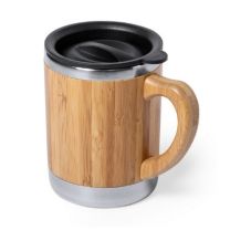 Bambusowy kubek z pokrywką 300 ml z logo firmy - V0985-00 - Agencja Point