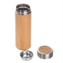 Bambusowy termos 400 ml z nadrukiem logo, sitko, podwójne ścianki - V0844-17 - Agencja Point