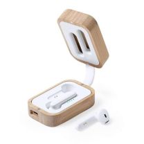 Bambusowy głośnik 3W, ładowarka bezprzewodowa z nadrukiem logo - V0155-02 - Agencja Point