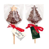 Czekoladowy lizak reklamowy - choinka z logo firmy - Agencja Point - LIZ-11.11