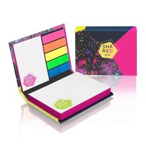 Karteczki samoprzylepne - zestaw notesów z barwionymi brzegami w twardej okładce z nadrukiem reklamowym - PM100-LUX - Agencja Point