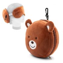 Pluszowa maska na oczy, zagłówek - miś z logo firmy - HE829-16 - Agencja Point