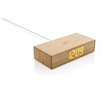 Reklamowa ładowarka bezprzewodowa 5W, zegar bambusowy z logo - P308.239 - Agencja Point