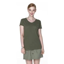 Reklamowy damski T-shirt z prążkowanej dzianiny 150 g z logo - KOSZ-P23 - Agencja Point