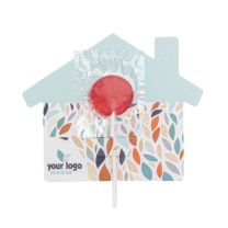 Reklamowy lizak z etykietą, domek z logo - Agencja Point - LIZ-0452B