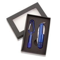 Reklamowy zestaw: narzędzie wielofunkcyjne - scyzoryk (7 el.), latarka z logo - V7710 - Agencja Point