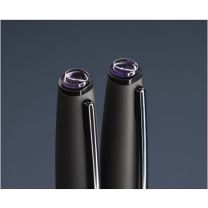 Reklamowy zestaw zdobiony Ametystem: pióro i długopis z logo - 1288036 - Agencja Point